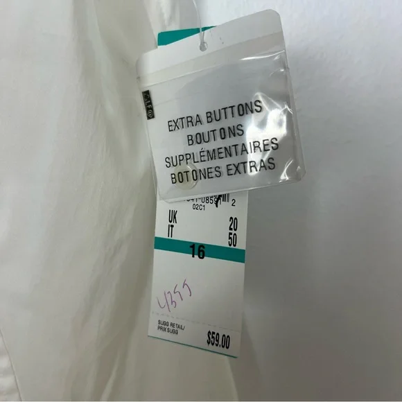 Anne Klein NWT Button Front Blouse Stretch Ivory Professional Office Size 16 - Picture 4 of 8